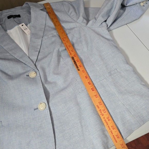 Talbots Womens Blazer 24W Blue White 2 Button Career Preppy Minimal Office - Picture 11 of 13